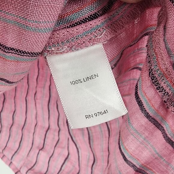 J JILL Striped Pink 100% Linen Top Womens Size Extra Small XS - Picture 3 of 3
